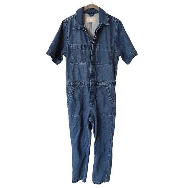 Everlane The Supersoft Jean Coveralls Size‎ 2 Denim Short Sleeve Jumpsuit - Image 5