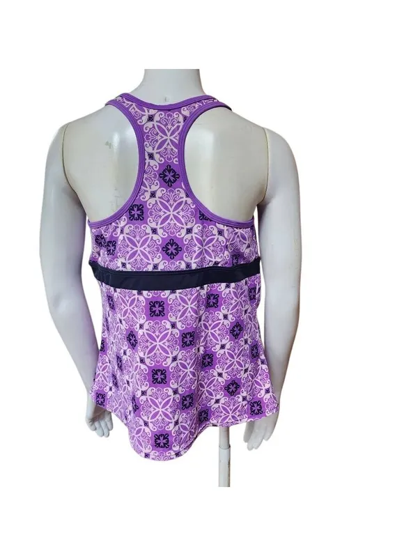 St. John's Bay Women's Purple Patterned Racerback Tankini Top Size 14 - Image 4