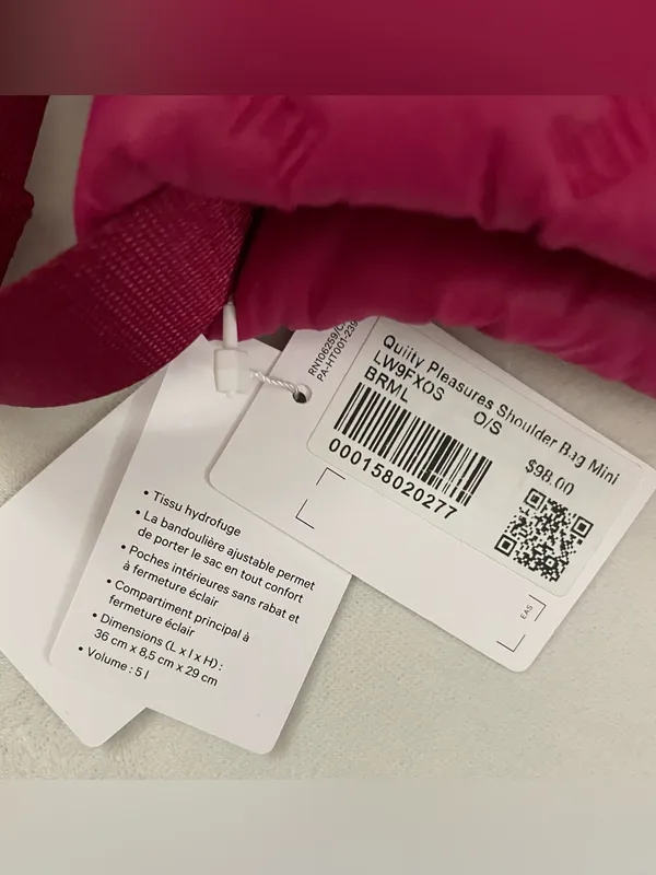 Lululemon NWT Quilty Pleasures Shoulder Bag Mini 5L Berry Rumble Pink Wordmark - Image 5