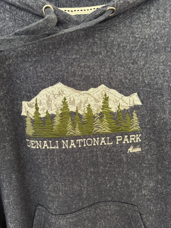 New Denali National Park Hoodie Woman’s Navy Blue Sweatshirt Outdoor, Sz S/M - Image 2