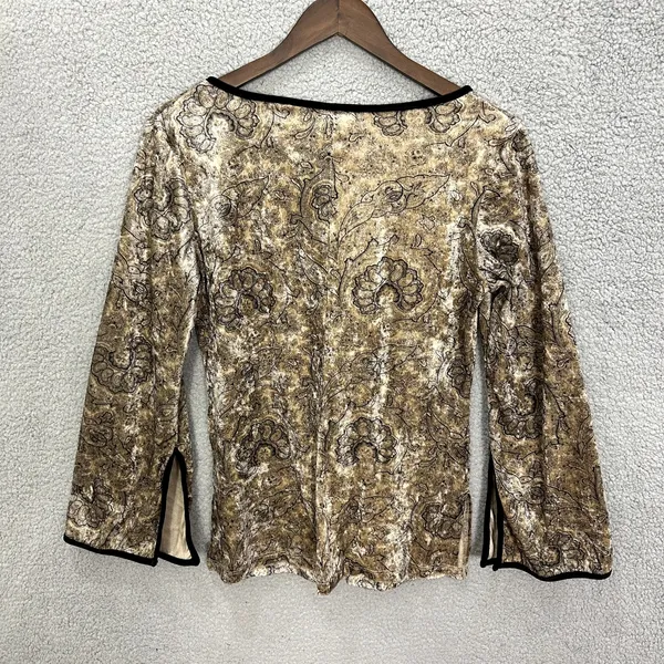 Vintage RAG Crushed Velvet Top M Brown Paisley Whimsigoth Boho Fairy Grunge‎ Y2K - Image 2