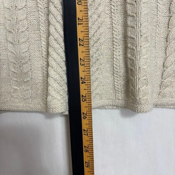 J. Jill‎ Sweater Tunic Cream Cable Knit Herringbone Wool Blend Fisherman Cabin S - Image 9