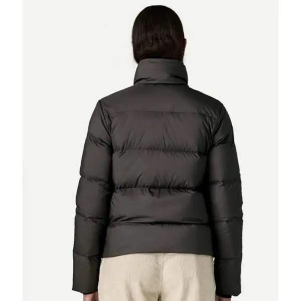 Patagonia Matte Black Silent Down Jacket Women's Size Small Snap Button Classic - Image 2