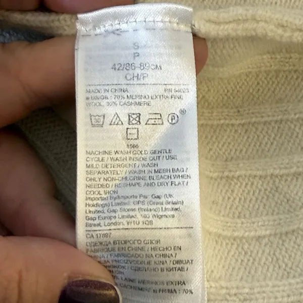 Banana Republic Womens Ivory Ribbed Roll Neck Sweater Merino Wool Cashmere Small - Image 7