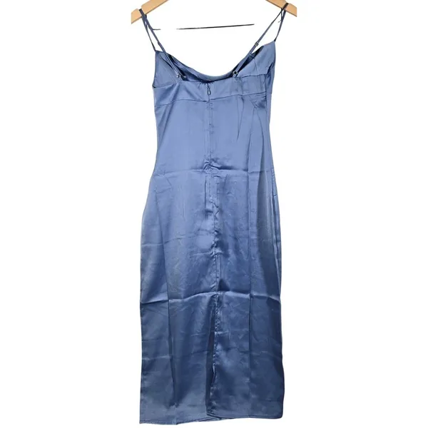 WeWoreWhat Cowl Midi‎ Satin Charmeuse Dress Slate Blue WWD18-1 Size 00 NWT - Image 2