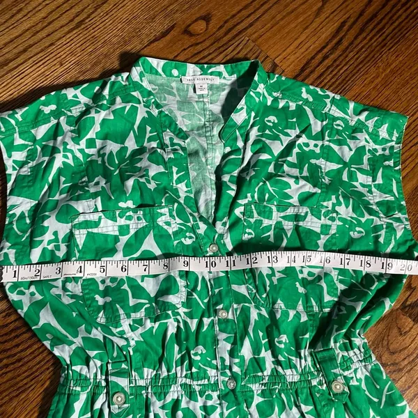 Free Assembly Belted Utility Dress Size M Green White Floral Print Midi - Image 6
