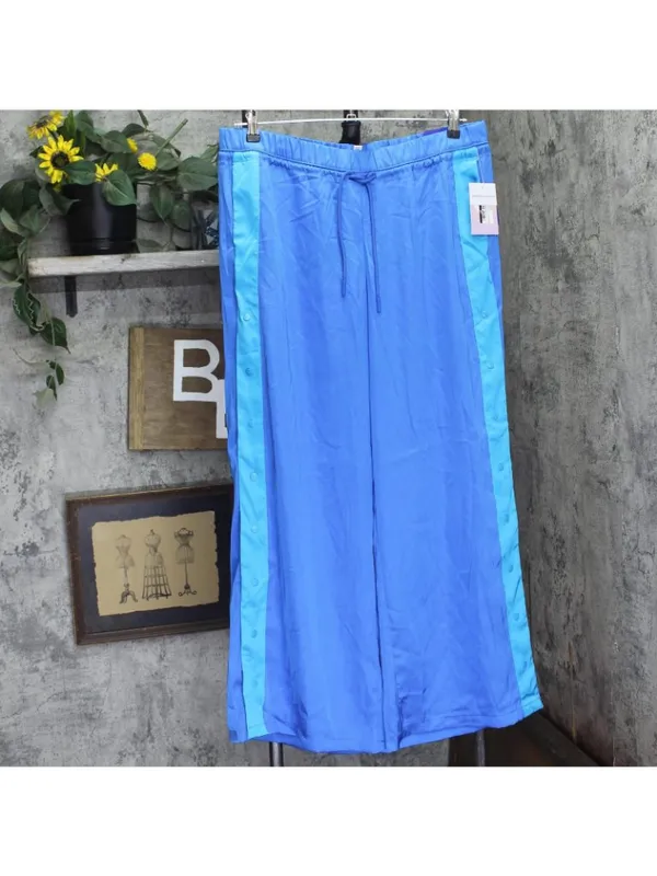 NWT Joylab Satin Drawstring Elastic Waist Tear Away Track Pants Vibrant Blue L - Image 2