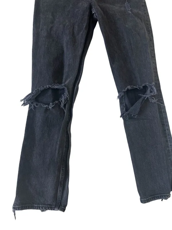ABERCROMBIE & FITCH 90s Straight Ultra High Rise Black Distressed Jeans Sz 25/0 - Image 7