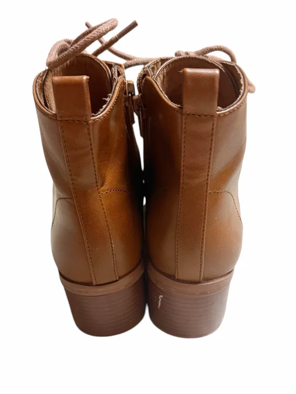 LOFT Brown Lace Up Vegan Leather Block Heel Boots Size 5.5 - Image 6