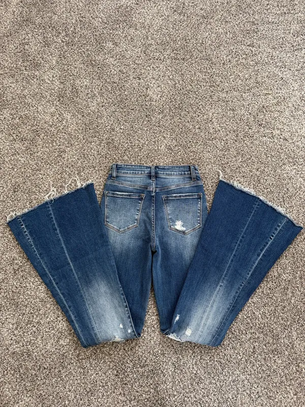 Flying Monkey Distressed Flare Jeans Blue Size 24 - Image 3