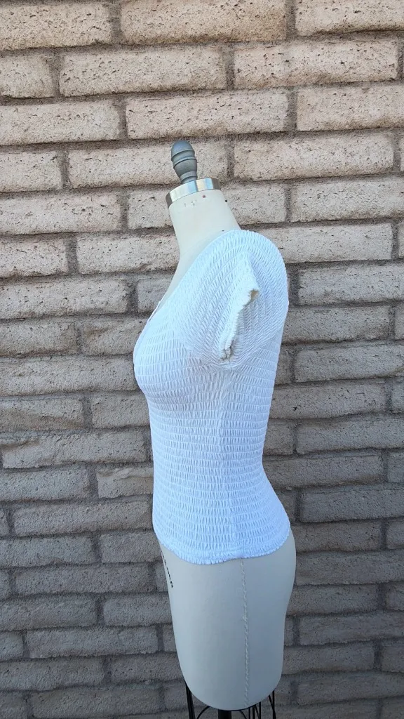✨ American Rag White Shirred Square-Neck Crop Top | Size XXL - Image 4