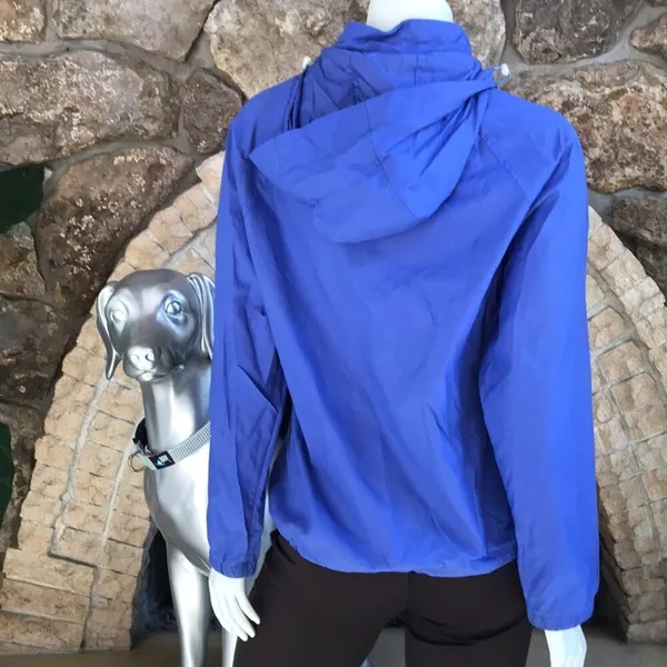 L.L. Bean Blue Full Zip Windbreaker Nylon Hooded Jacket Women's Size Medium - Image 5