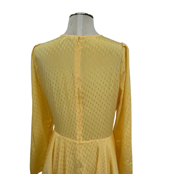 Maje Roseau Jacquard Skater Dress Long‎ Sleeve Yellow Size 40 US Large - Image 11