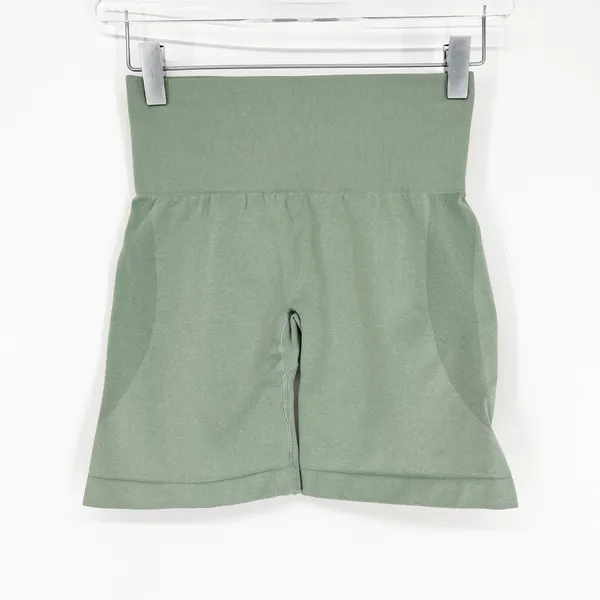 NVGTN High Rise Ribbed Bike Shorts XS Green - Image 2