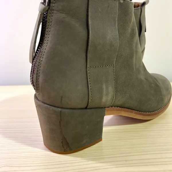 Topshop Suede Ankle Booties in Olive Gray - Image 9