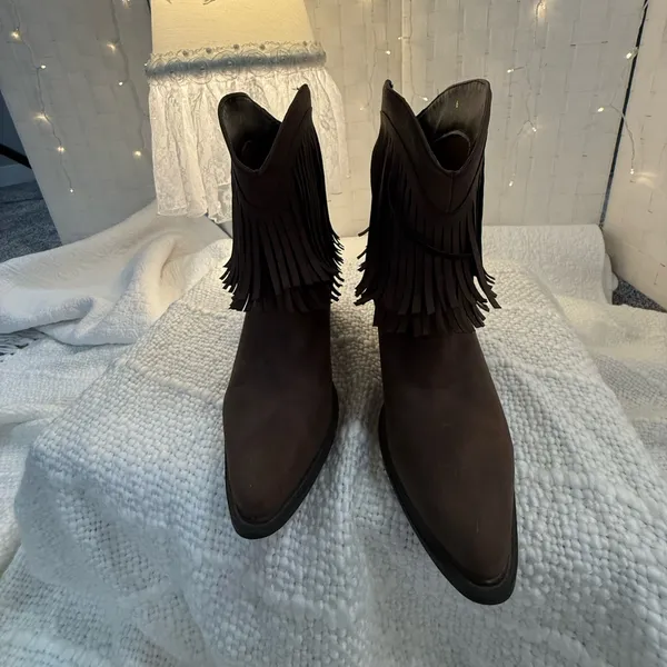 Roper Dark Brown Fringe Ankle Boots Size 6 - Image 2