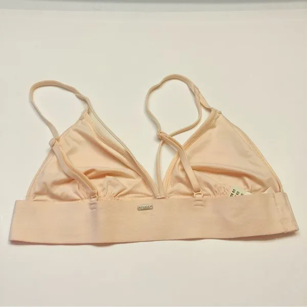 PINK Victoria's Secret Bralette Sz Small Peach Floral Embroidered‎ Star Mesh NEW - Image 5