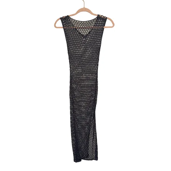 Shein Periwinkle Crochet‎ Fishnet Maxi Dress XS Sheer Bodycon Festival Goth - Image 2