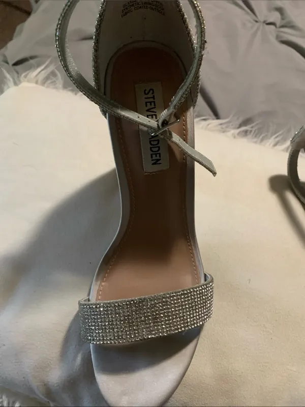 Steve Madden Silver Rhinestone Block Heel Sandals - Image 5