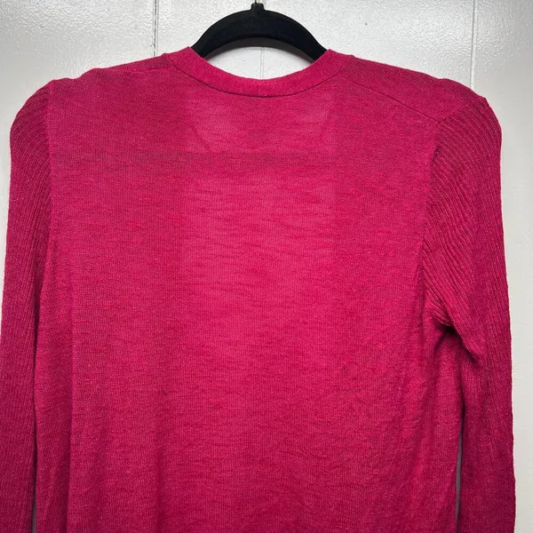LOFT Silk Ramie Blend Long Sleeve Open Front Women's Pink Cardigan Size Medium - Image 9
