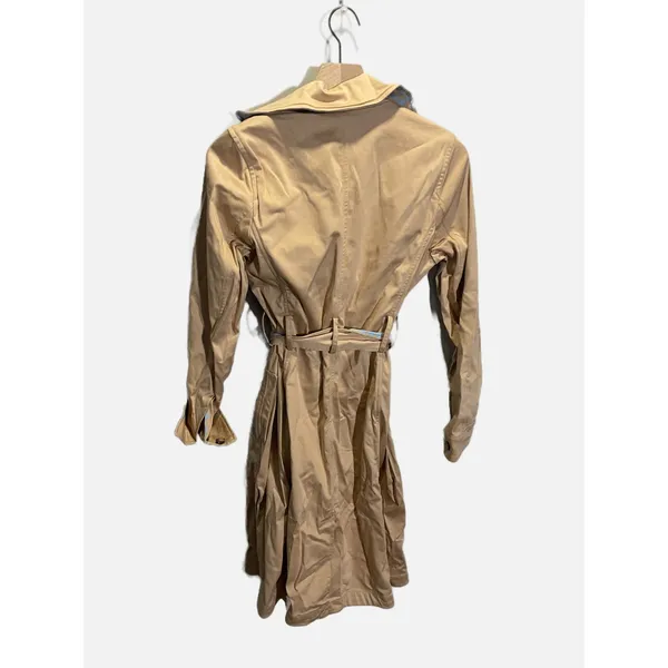 Anthropologie Trench Coat Womens S Tan Gingham Trim Double Breasted Classic Chic - Image 6