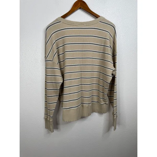 Aerie Offline Striped Waffle‎ Knit Long Sleeve Shirt Size Medium - Image 2