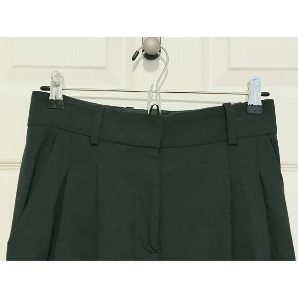 COS Womens Wool Wide Leg Crop Trouser Pants Pleated Size 2 Green Academia Career - Image 6