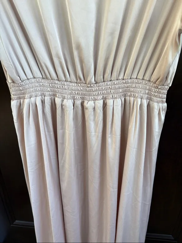 NWT Baltic Born Poppy Satin Midi Dress Champagne Size Large - Image 9