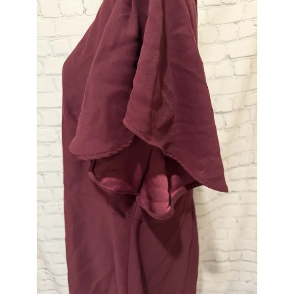 Ann Taylor LOFT flutter sleeve shift dress Burgundy Maroon Size 16 - Image 4