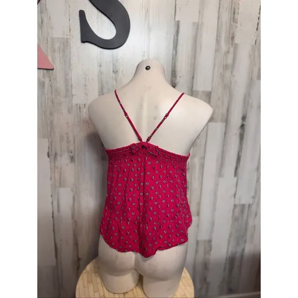 Abercrombie Kids Pink Floral Button-Front Cami Tank Top Size Medium M (Fits Wome - Image 4