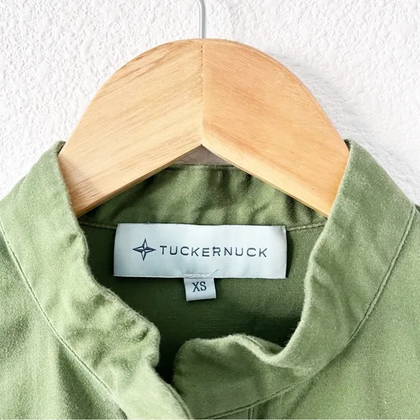 Tuckernuck Green Royal Button Front Collared A-Line Casual Chic Mini Shirt Dress - Image 3