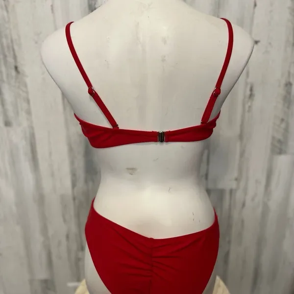 Red Ruffle One Shoulder Bikini Set Women’s Size L Swimwear - Image 5