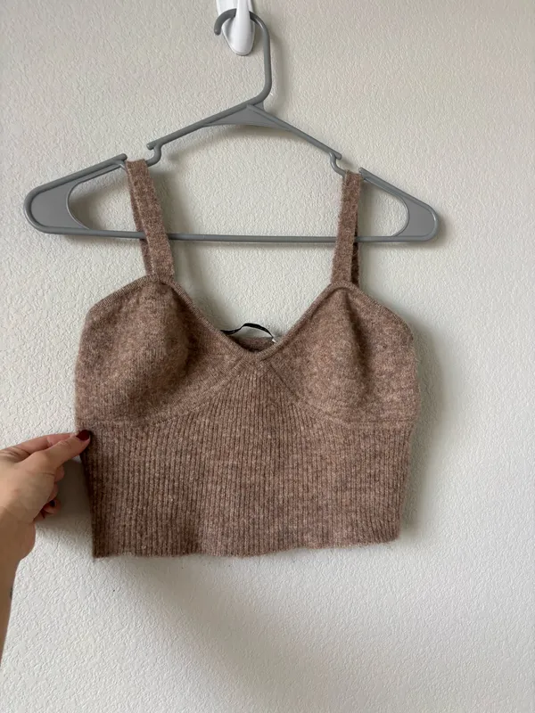 Brown Knitted Zara Tank Top - Image 3