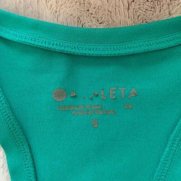 Athleta Women's Shanti‎ Tank In Powervita Scoop Neck Racerback Long Green Size S - Image 3