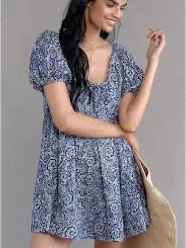 Anthropologie Maeve Mini Swing Dress‎ Blue White Ditsy Floral NWT Small - Image 9