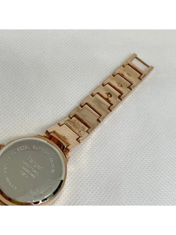 Rose gold tone women’s watch 29mm quartz analog floating crystals 7” running - Image 6