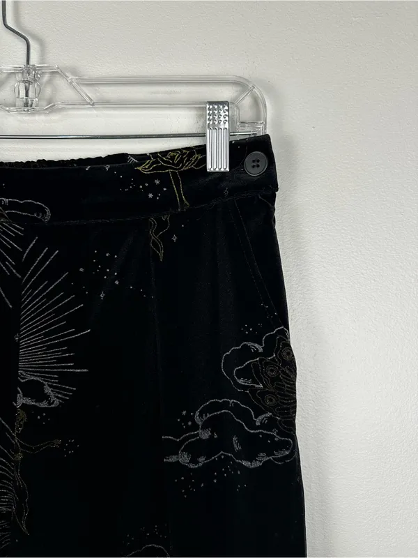 Disturbia‎ Adelina Foil Print Velour Wide Leg Trousers Women’s Sz 6 - Image 5