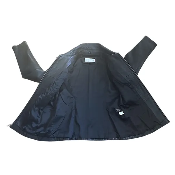 Jones New‎ York Black Leather Zip Front Collared Jacket Women's Medium - Image 4