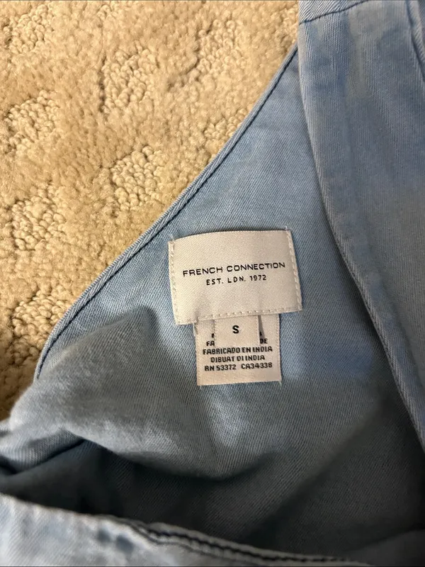 NWOT French Connection Chambray Tie Back Romper Light Blue Size Small - Image 7