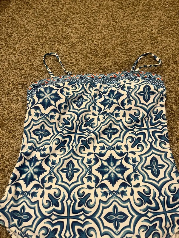Women One Piece Swimsuit Adjustable Spaghetti Straps Print Bathing Suit with - Image 4