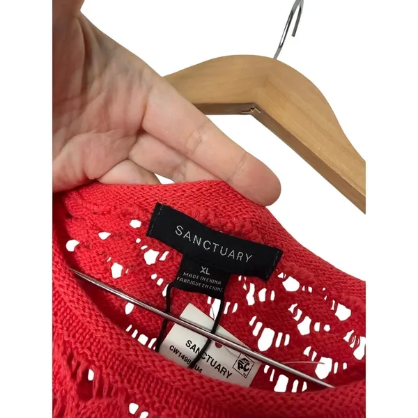Sanctuary Red Crochet Knit Sleeveless Mini Shift Dress Size XL Lined NEW - Image 5