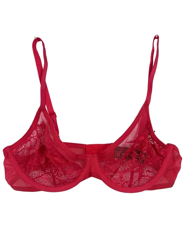 INC Red Sheer Lace Underwire Bra NWT Small - Image 4