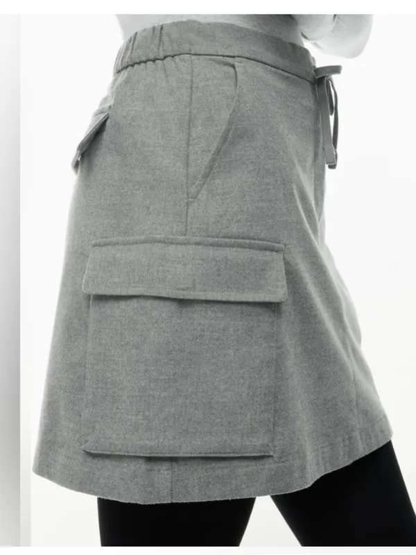 Aritzia Babaton Medium Cape Cargo Mini Skirt Grey Office Work Drawstring Minimal - Image 2