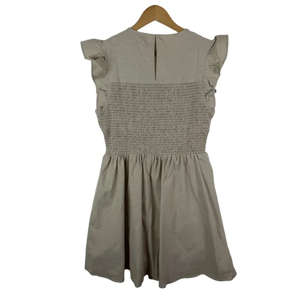 NWT English Factory Smocked Ruffle Sleeve Dress Sz M‎ Beige Fit & Flare Neutral - Image 4