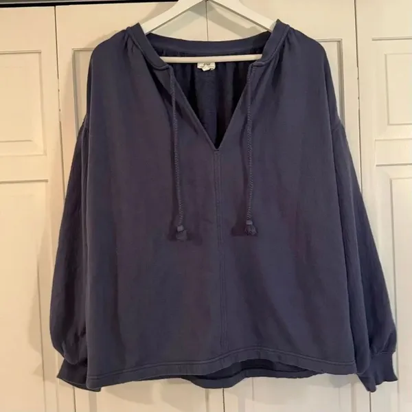 Aerie Easy Street blue oversized tie neck sweater size small - Image 3