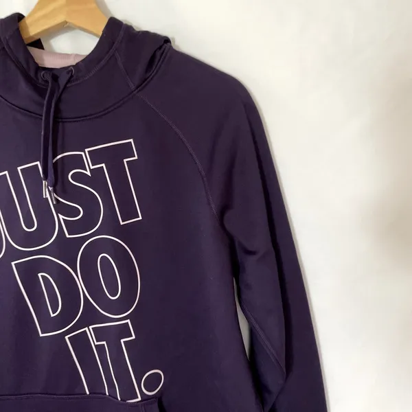 Nike dri fit just do it purple pullover hoodie sweater women's size large - Image 2
