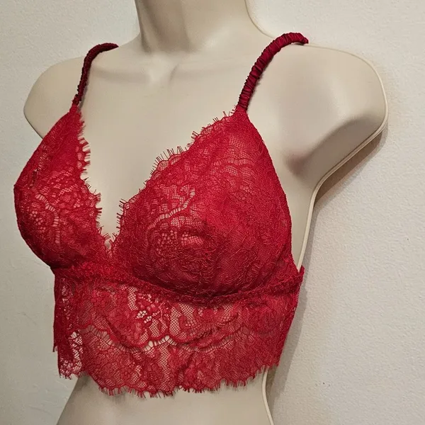 Lace Longline Bralette Red Women's Size L 11207908 - Image 2
