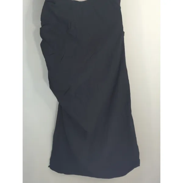 Zara Black Ruched Side Midi Dress Strapy High Slit‎ Women's Large Party Cocktail - Image 9