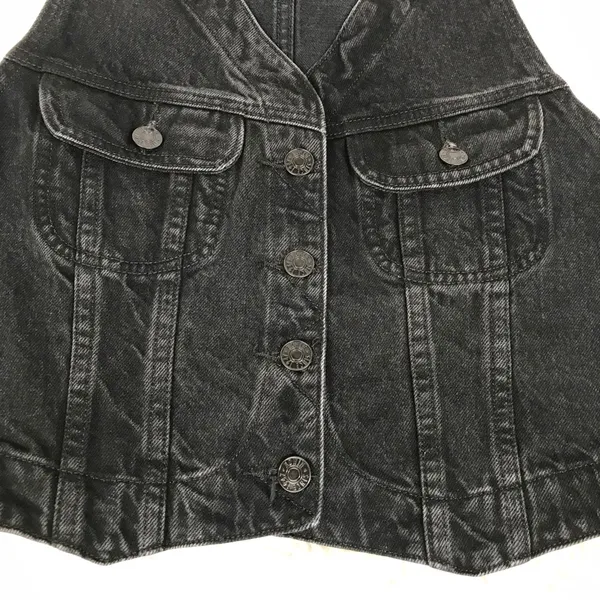 EDWIN Women’s Black Denim Button‎ Front Biker Vest Motorcycle Western Size Small - Image 5