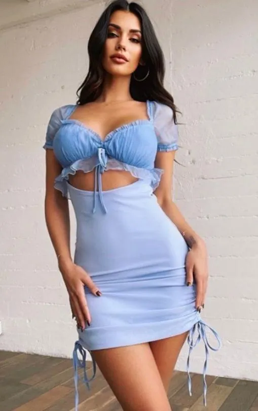 Tiger Mist Blue Cut Out Dress - Image 2